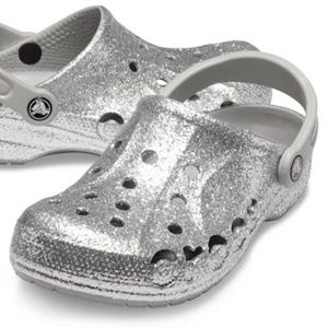 NWT Baya Silver Glitter Crocs